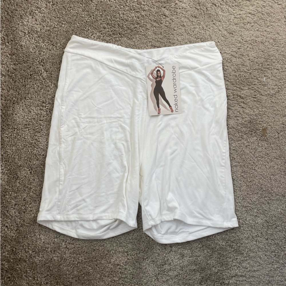 White naked wardrobe biker short